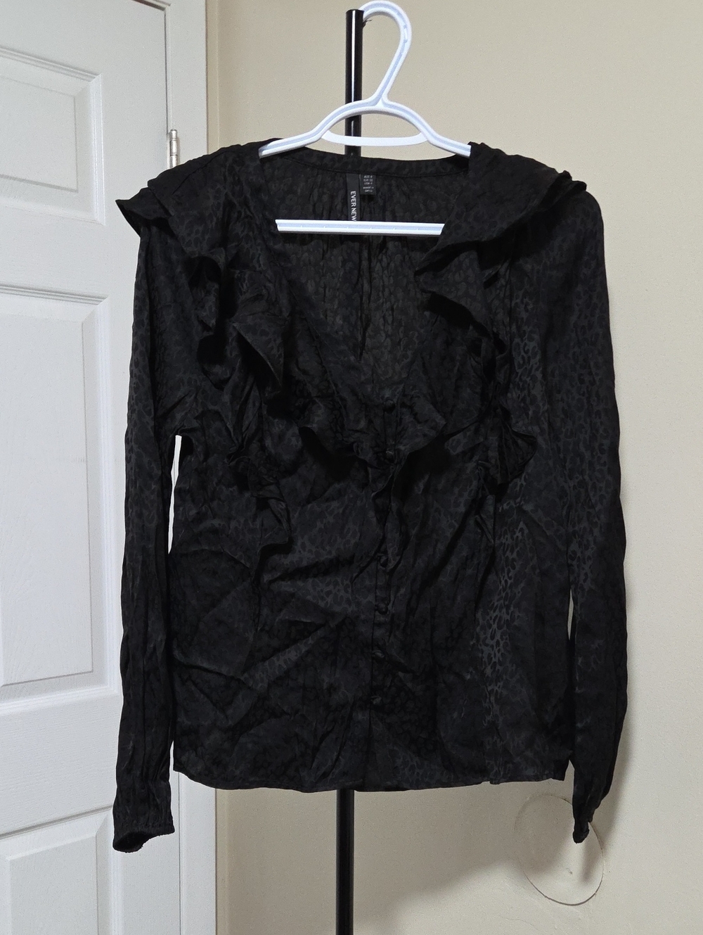 Ever New Black Ruffle-Front Blouse